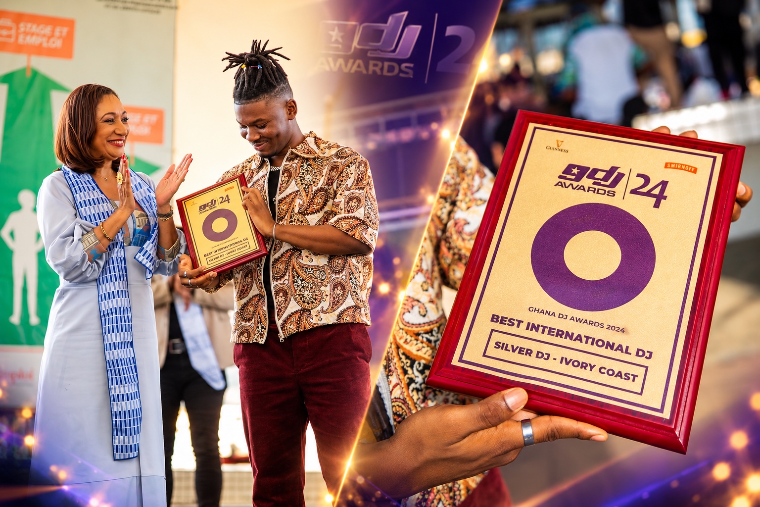 SILVER DJ recevant le prix Best International DJ aux Ghana DJ Awards 2024