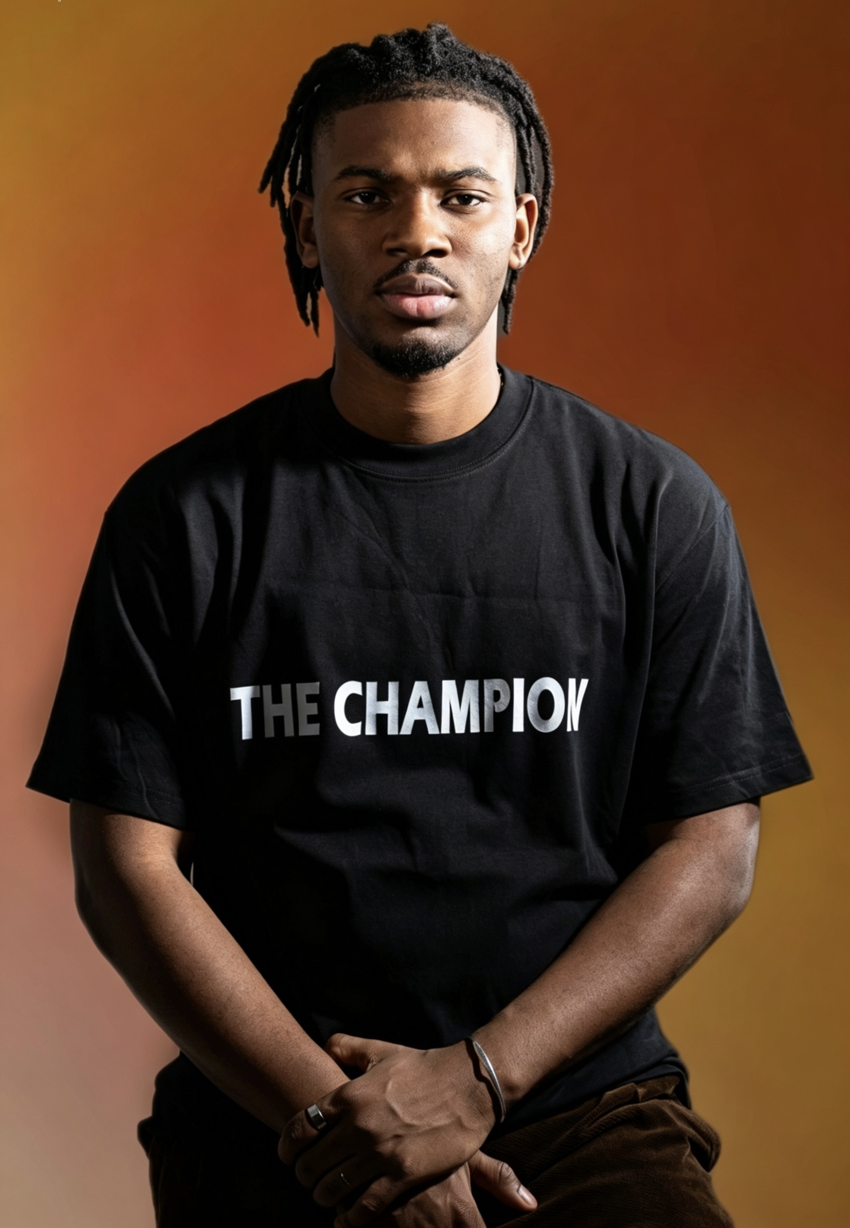 Portrait de SILVER DJ en tee-shirt The Champion